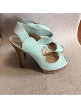 RW & Co Heels Peep Toe Slingback Mint Green Suede Women's 8
